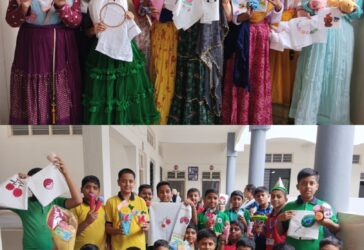 Embroidered or hand painted napkin or bouquets making activity