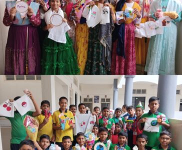 Embroidered or hand painted napkin or bouquets making activity