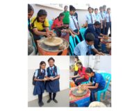 Pottery making on wheel..